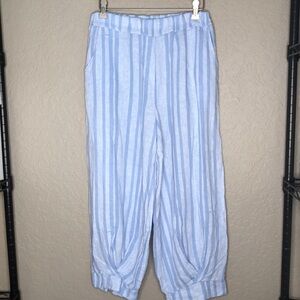 Linen cotton blend striped light weight pantaloons-